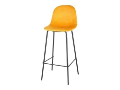 Banco|Meublorama Lot de 4 tabourets de bar avec dossier en velours jaune et structure en métal collection LALY - Style industriel Amarelo