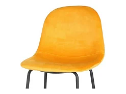 Banco|Meublorama Lot de 4 tabourets de bar avec dossier en velours jaune et structure en métal collection LALY - Style industriel Amarelo