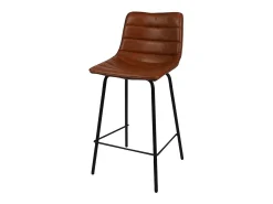 Banco*Meublorama Lot de 2 tabourets de bar avec dossier effet cuir cannelle collection NETS - Style industriel Castanho chocolate