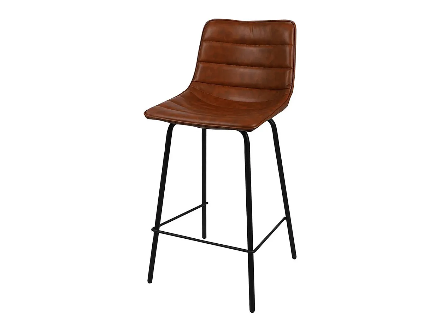 Banco*Meublorama Lot de 2 tabourets de bar avec dossier effet cuir cannelle collection NETS - Style industriel Castanho chocolate