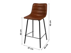 Banco*Meublorama Lot de 2 tabourets de bar avec dossier effet cuir cannelle collection NETS - Style industriel Castanho chocolate