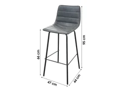Clearance Meublorama Lot de 2 tabourets de bar avec dossier effet cuir gris quartz collection NETS - Style industriel Cinzento