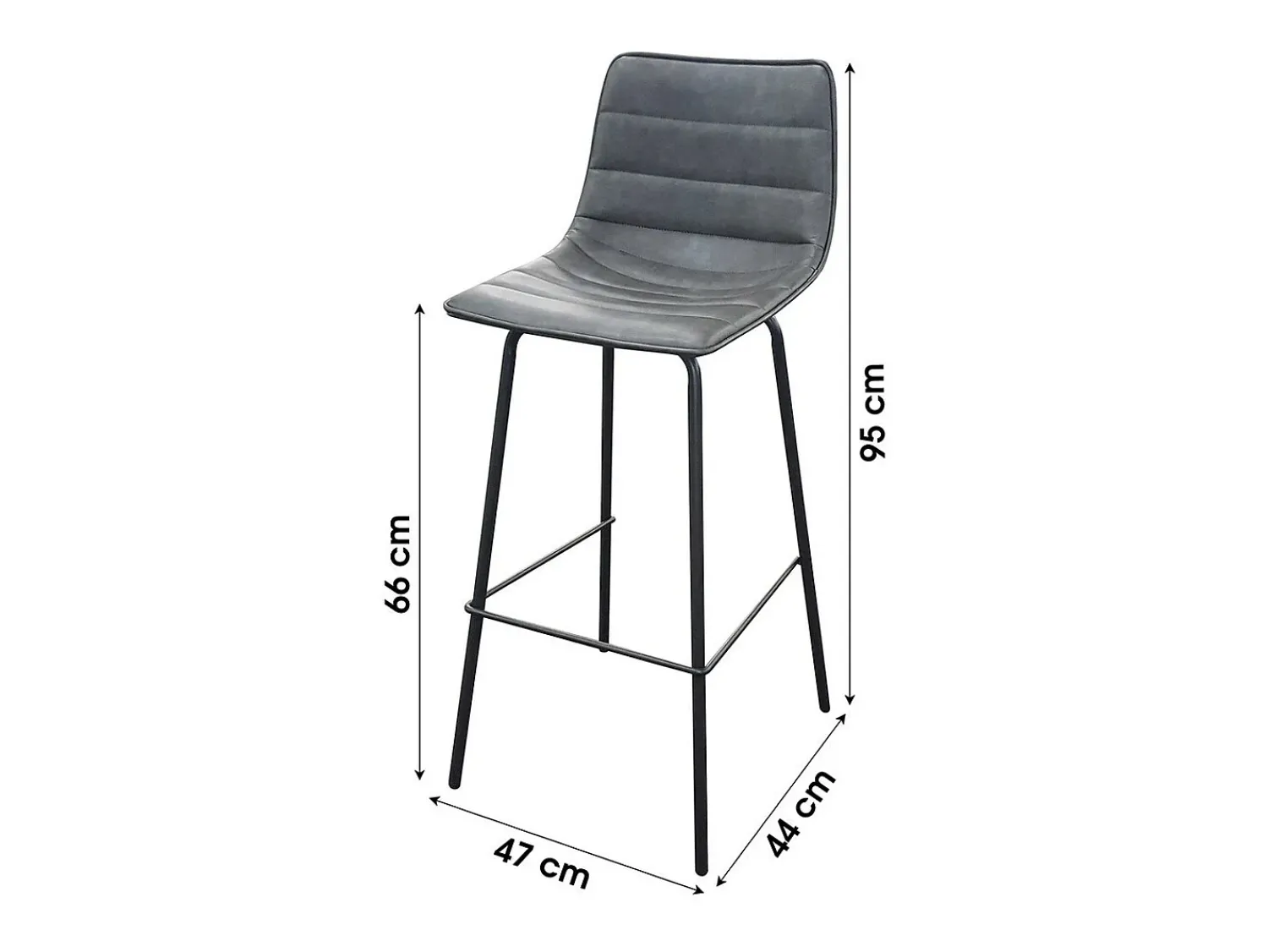 Clearance Meublorama Lot de 2 tabourets de bar avec dossier effet cuir gris quartz collection NETS - Style industriel Cinzento