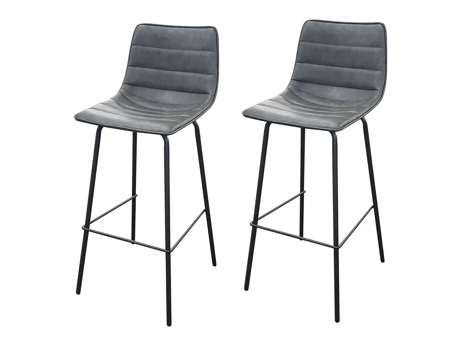 Clearance Meublorama Lot de 2 tabourets de bar avec dossier effet cuir gris quartz collection NETS - Style industriel Cinzento