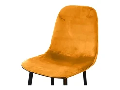 Banco*Meublorama Lot de 4 tabourets LOLY, assise et dossier en velours jaune, structure en métal noir Amarelo