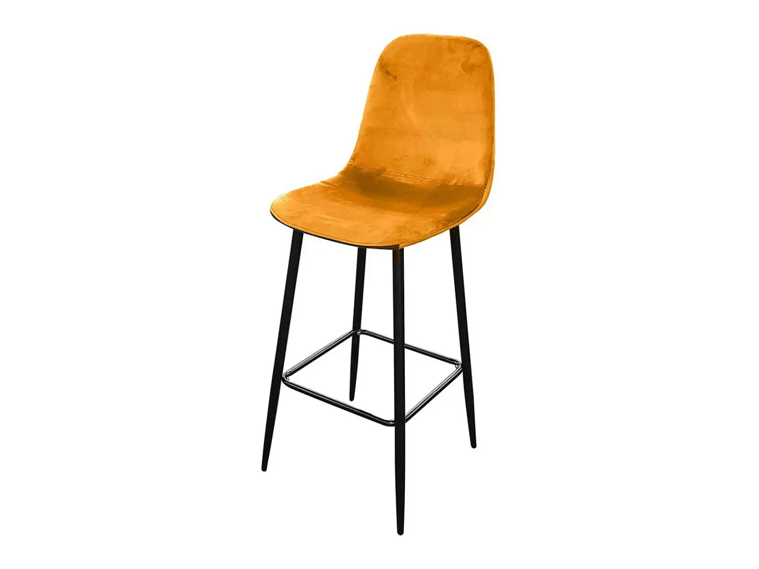 Banco*Meublorama Lot de 4 tabourets LOLY, assise et dossier en velours jaune, structure en métal noir Amarelo