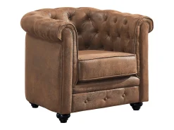 Best Vente-unique Lote 2 cadeirões em microfibra envelhecida CHESTERFIELD Castanho