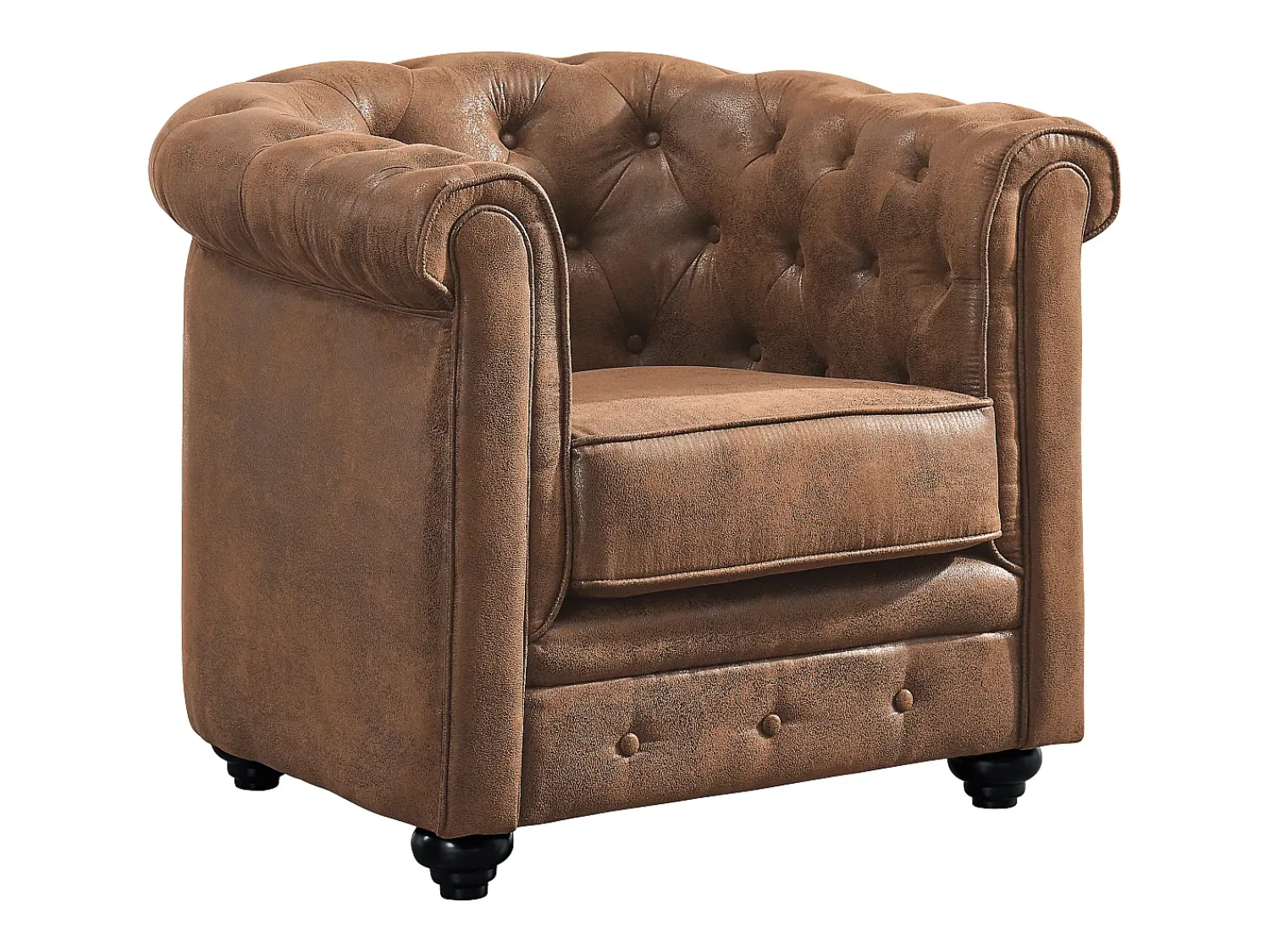 Best Vente-unique Lote 2 cadeirões em microfibra envelhecida CHESTERFIELD Castanho