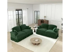 DripeX Lote 2 Sofás Chenille 2 Lugares - Capa Removível e 4 Almofadas - 194x83.5x93cm -^ Sofá