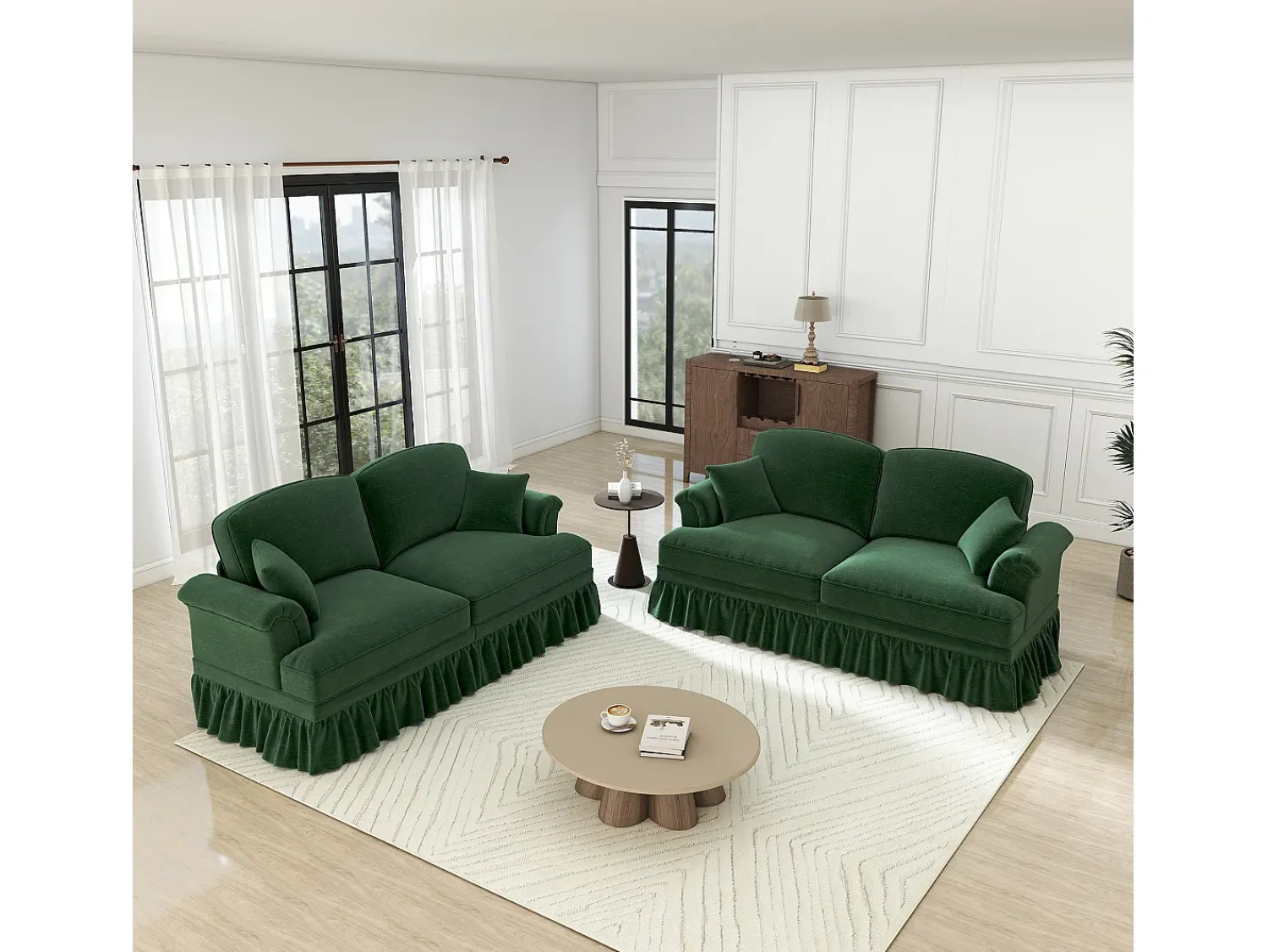 DripeX Lote 2 Sofás Chenille 2 Lugares - Capa Removível e 4 Almofadas - 194x83.5x93cm -^ Sofá
