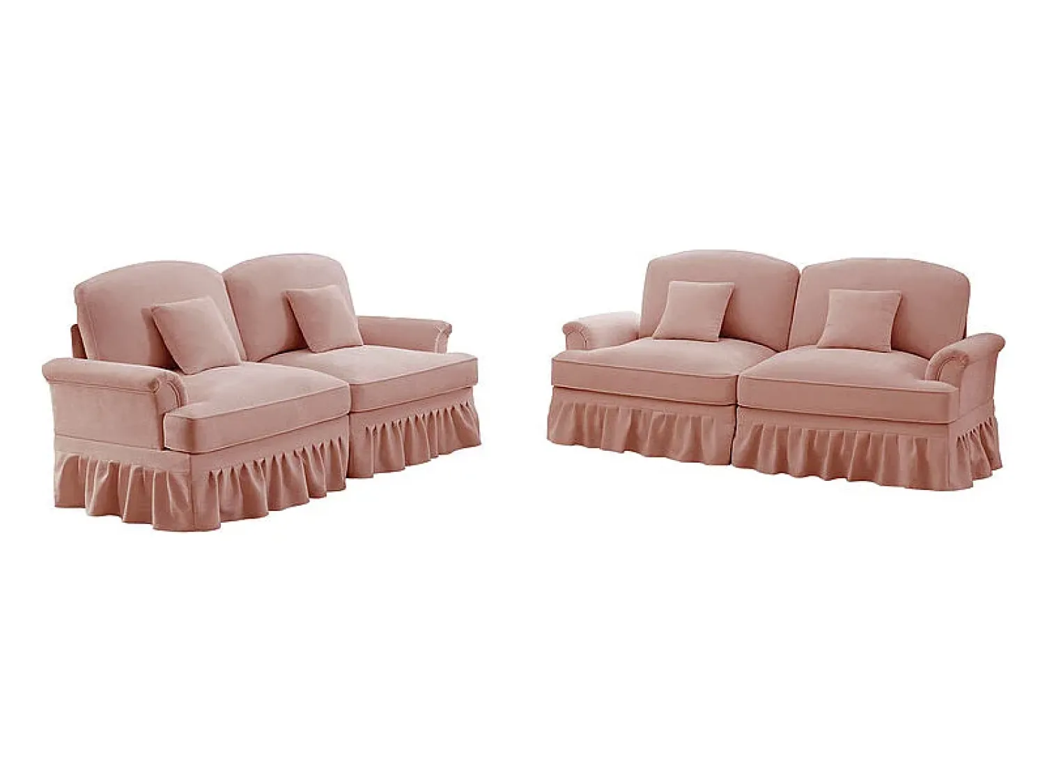 Sofá|DripeX Lote 2 Sofás Chenille 2 Lugares - Capa Removível e 4 Almofadas - 194x83.5x93cm - Rosa