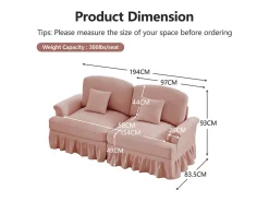 Sofá|DripeX Lote 2 Sofás Chenille 2 Lugares - Capa Removível e 4 Almofadas - 194x83.5x93cm - Rosa
