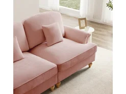 New DripeX Lote 2 Sofás Modulares Chenille 2+3 Lugares - Capa Removível e 5 Almofadas - 58cm Prof. - Rosa