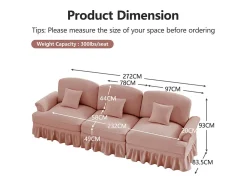 New DripeX Lote 2 Sofás Modulares Chenille 2+3 Lugares - Capa Removível e 5 Almofadas - 58cm Prof. - Rosa