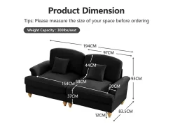 Sale DripeX Lote 2 Sofás Modulares Chenille 2+3 Lugares - Capa Removível e 5 Almofadas - 58cm Prof. - Preto