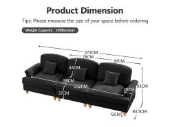 Sale DripeX Lote 2 Sofás Modulares Chenille 2+3 Lugares - Capa Removível e 5 Almofadas - 58cm Prof. - Preto