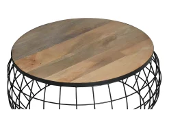 New Giner y colomer Lote de 2 baixos de mesa em madeira maciça e metal manguier Castanho