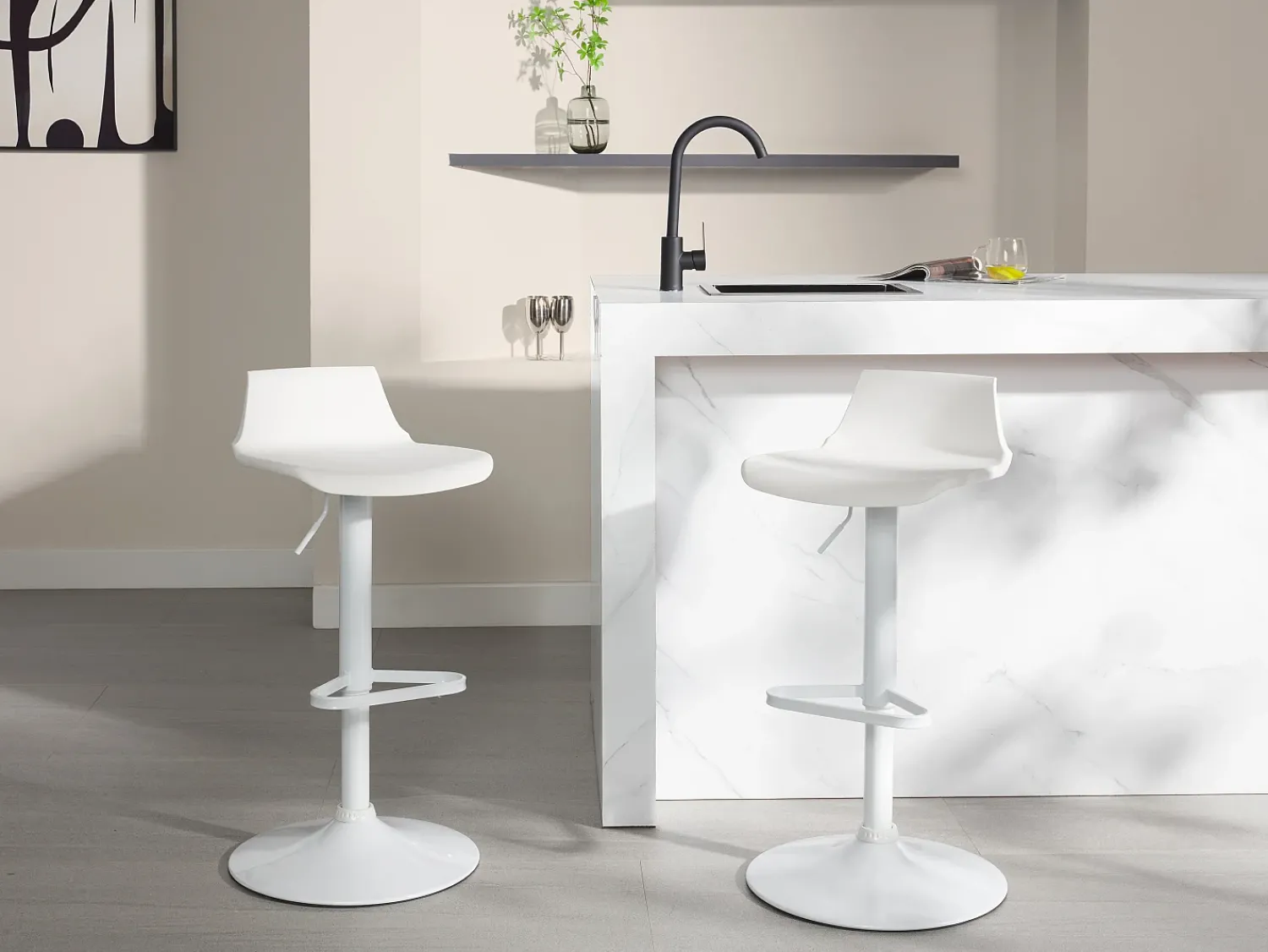 Discount Vente-unique Lote de 2 bancos altos CALAS - Polipropileno - Branco