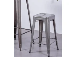 Online Nest Dream Lote de 4 bancos de metal com 66 cm de altura - Bistro - Metal Prateado