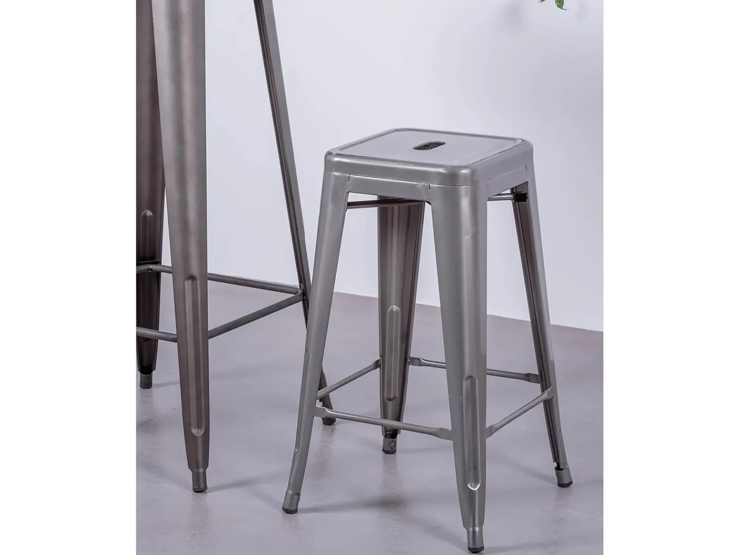 Online Nest Dream Lote de 4 bancos de metal com 66 cm de altura - Bistro - Metal Prateado