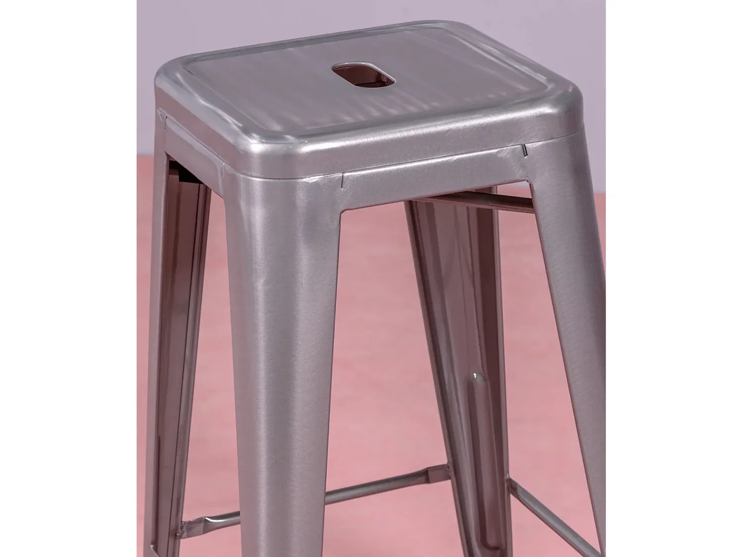 Online Nest Dream Lote de 4 bancos de metal com 66 cm de altura - Bistro - Metal Prateado