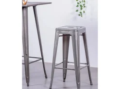 Banco*Nest Dream Lote de 4 bancos de metal com 76 cm de altura - Bistro - Metal Prateado