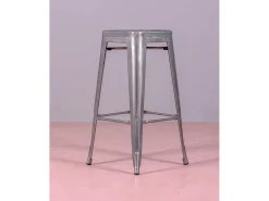 Banco*Nest Dream Lote de 4 bancos de metal com 76 cm de altura - Bistro - Metal Prateado