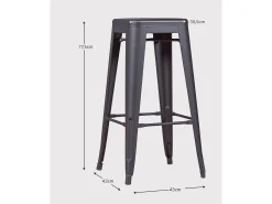 Banco*Nest Dream Lote de 4 bancos de metal com 76 cm de altura - Bistro - Metal Prateado