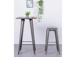Banco*Nest Dream Lote de 4 bancos de metal com 76 cm de altura - Bistro - Metal Prateado