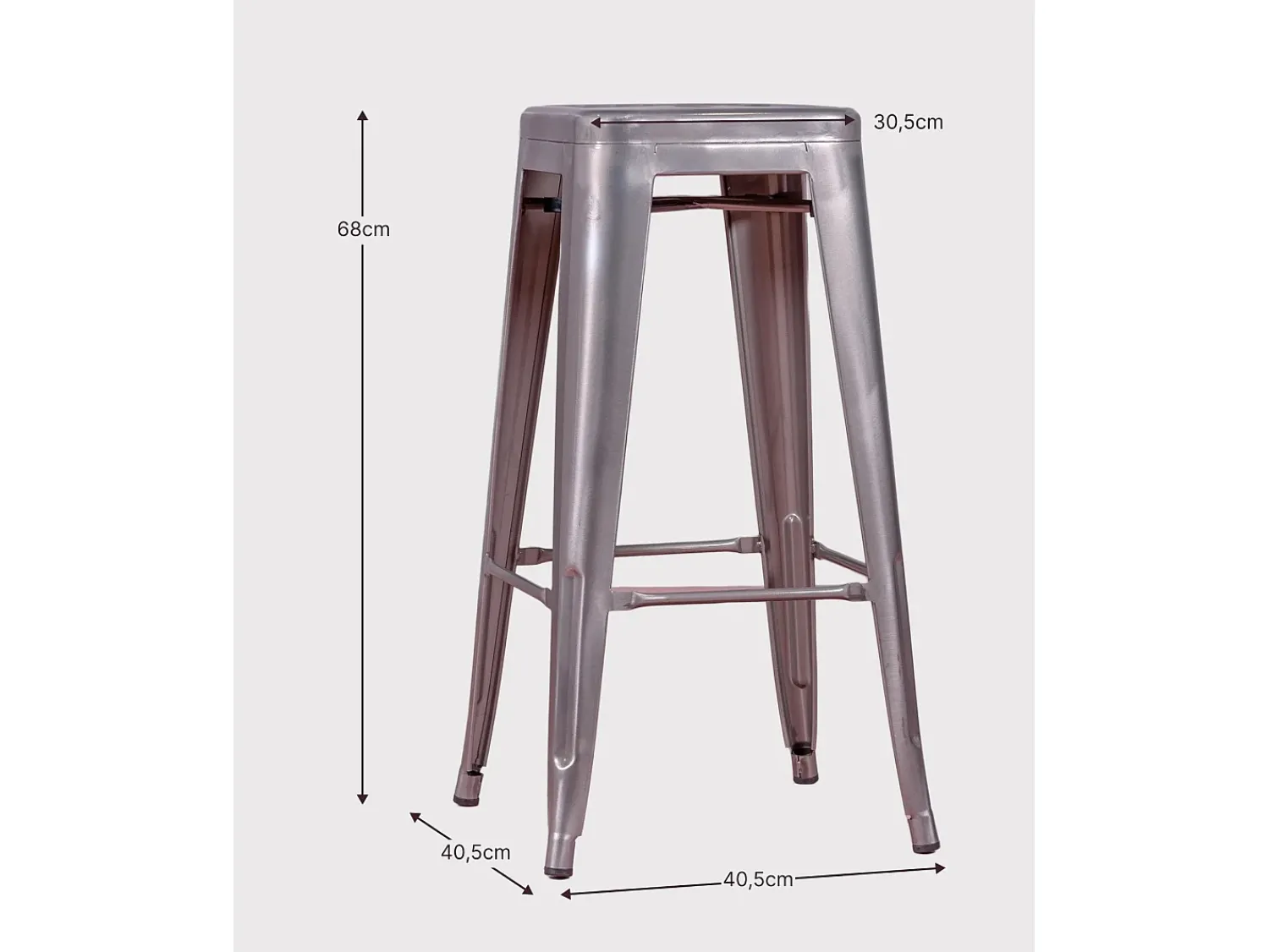 Banco*Nest Dream Lote de 4 bancos de metal com 66 cm de altura - Bistro - Preto