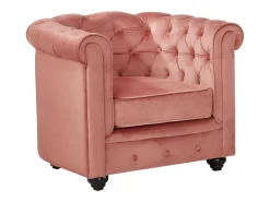 Poltrona|Vente-unique Lote de 2 cadeirões veludo rosa pastel CHESTERFIELD Rosa claro