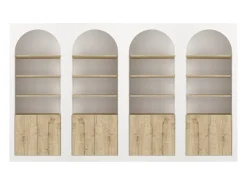 Biblioteca|Vente-unique Lote de 4 estantes com 4 nichos e 2 portas - Branco e natural claro - CYMORA Natural claro / Branco