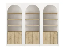 Outlet Vente-unique Lote de 3 estantes com 4 nichos e 2 portas - Branco e natural claro - CYMORA Natural claro / Branco