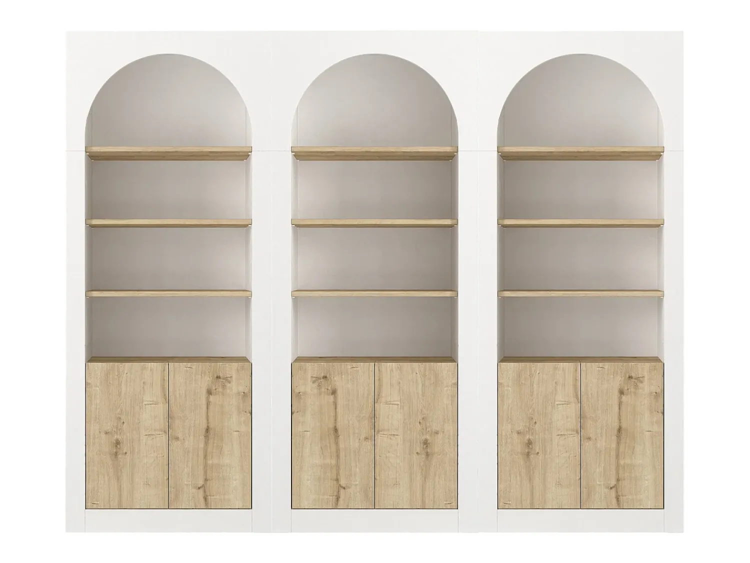 Outlet Vente-unique Lote de 3 estantes com 4 nichos e 2 portas - Branco e natural claro - CYMORA Natural claro / Branco