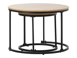 Clearance ModernLuxe Lote de 2 mesas baixos gigognes - estilo industrial - aspecto mármore - Marron Castanho