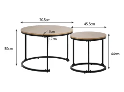 Clearance ModernLuxe Lote de 2 mesas baixos gigognes - estilo industrial - aspecto mármore - Marron Castanho