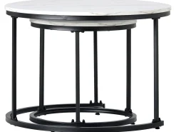 Mesa De Centro*ModernLuxe Lote de 2 mesas baixos gigoggnes - estilo industrial - aspecto mármore - Blanc Branco