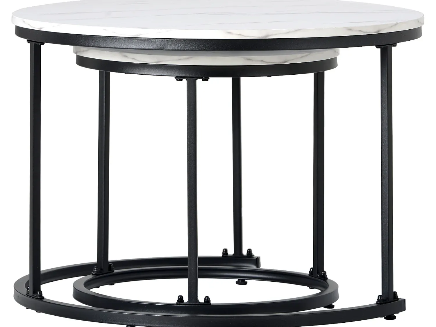 Mesa De Centro*ModernLuxe Lote de 2 mesas baixos gigoggnes - estilo industrial - aspecto mármore - Blanc Branco