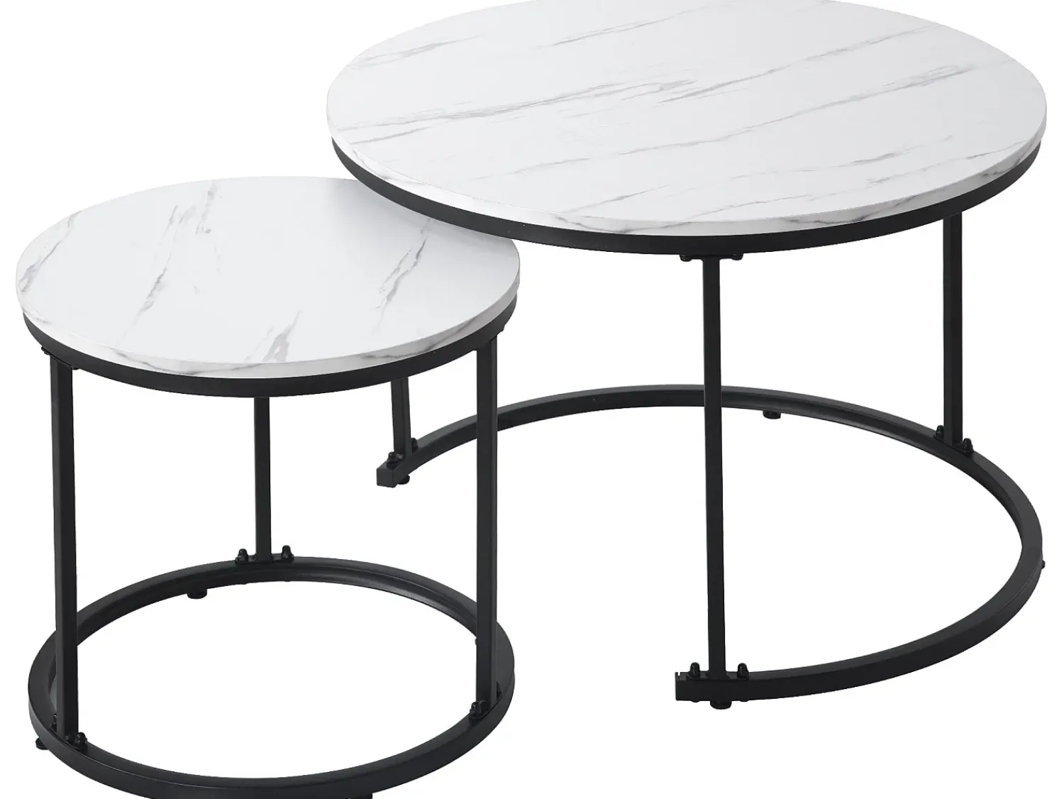 Mesa De Centro*ModernLuxe Lote de 2 mesas baixos gigoggnes - estilo industrial - aspecto mármore - Blanc Branco