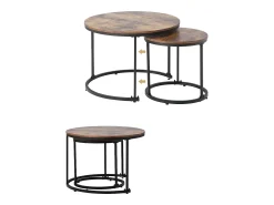 Best ModernLuxe Lote de 2 mesas baixos gigoggnes - estilo industriel - aspecto mármore - Marron foncé Castanho chocolate