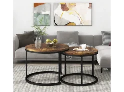 Best ModernLuxe Lote de 2 mesas baixos gigoggnes - estilo industriel - aspecto mármore - Marron foncé Castanho chocolate
