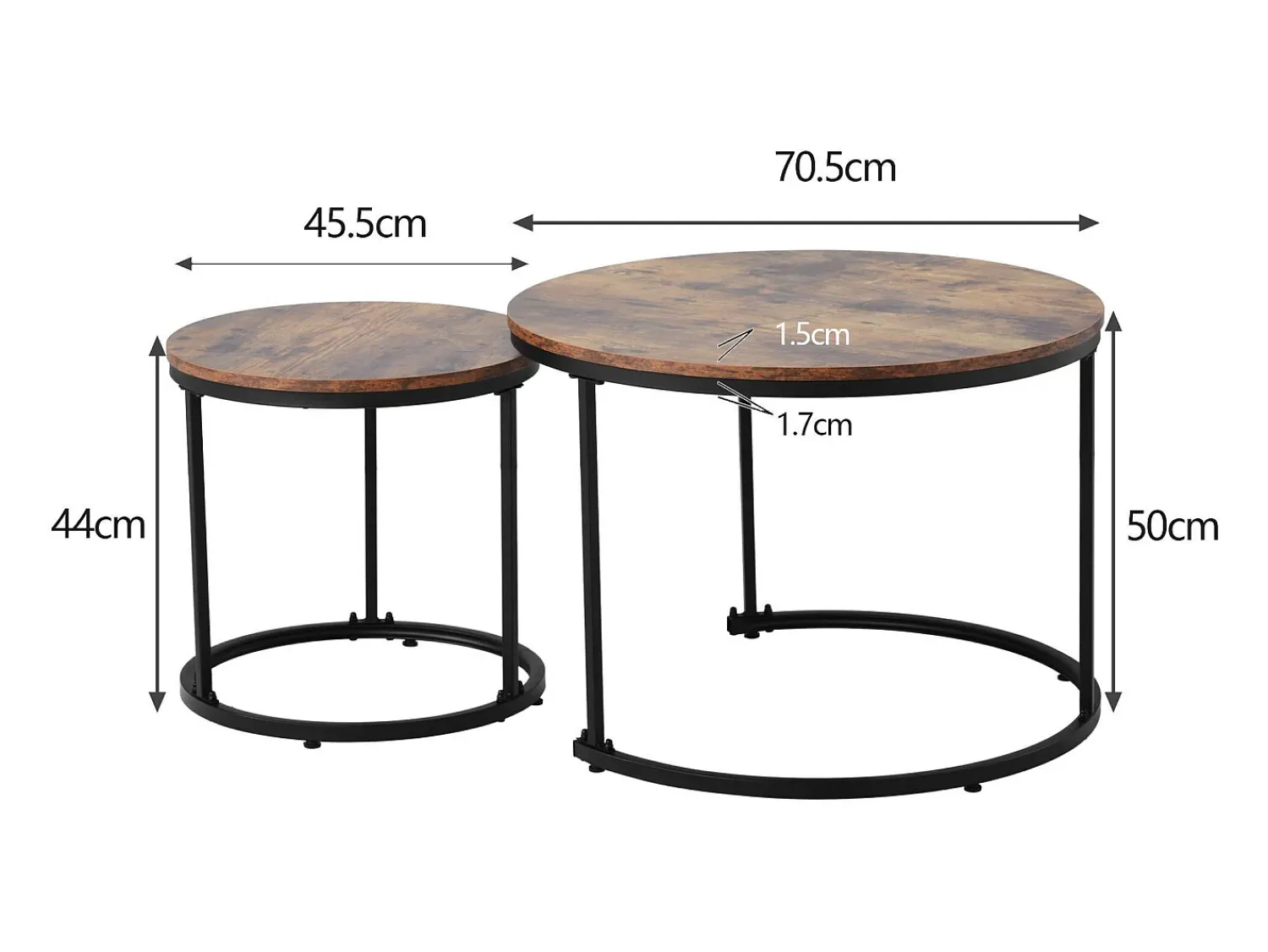 Best ModernLuxe Lote de 2 mesas baixos gigoggnes - estilo industriel - aspecto mármore - Marron foncé Castanho chocolate