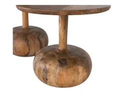 Outlet Giner y colomer Lote de duas mesas d'appoint en bois de manguier massif Castanho