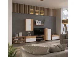 Móvel De Tv*Vicco Lowboard & Regal carvalho goldkraft/branco 139.8x35.3x38.9 berno Natural escuro