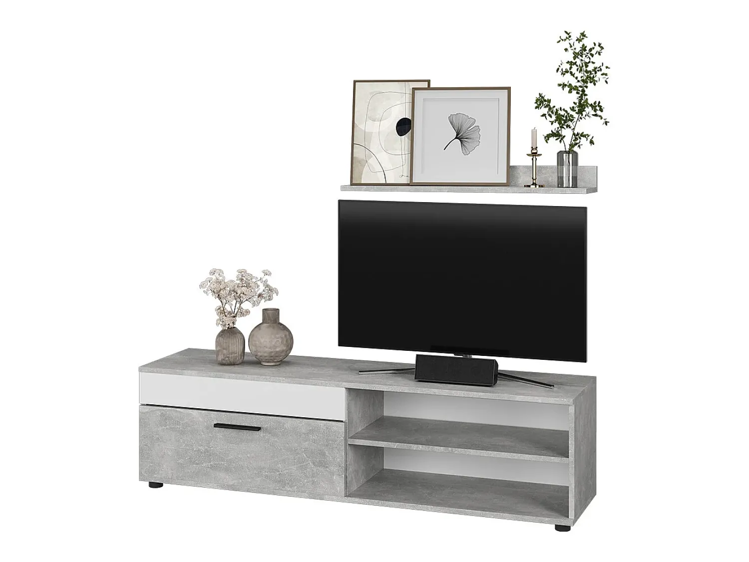 Móvel De Tv|Vicco Lowboard & Regal concreto/branco 139.8x35.3x38.9 berno Cinzento claro