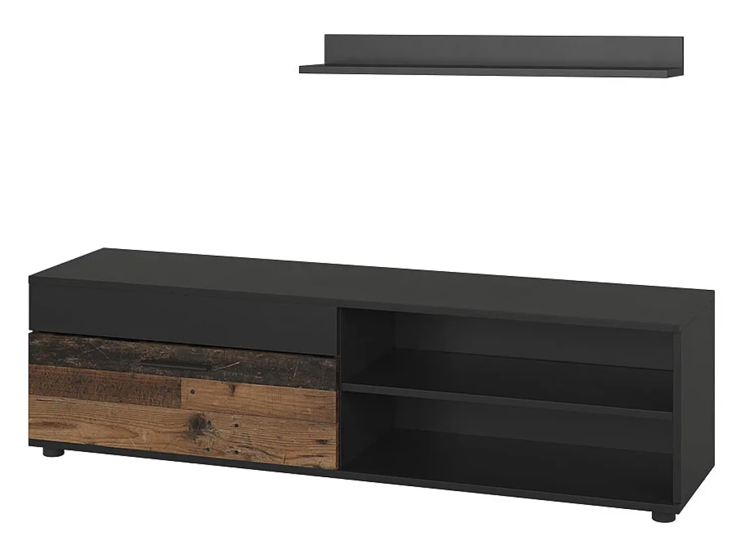 Móvel De Tv*Vicco Lowboard & Regal /estilo antigo 139.8x35.3x38.9 berno Preto