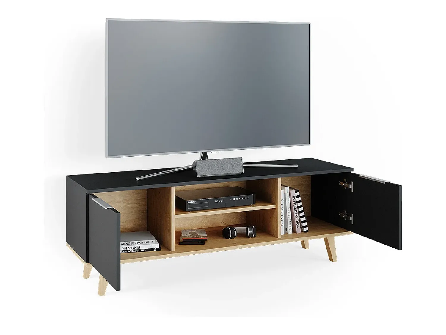Móvel De Tv|Vicco Lowboard antracite 138x40x49 nautica Cinza antracite