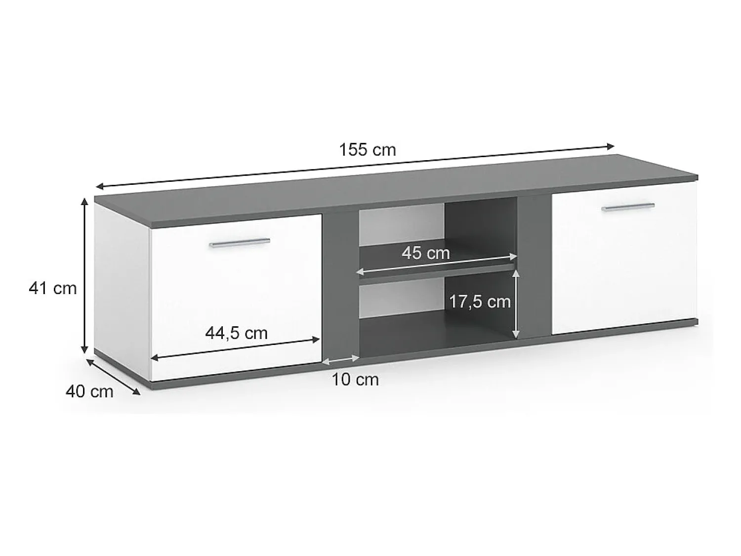 Móvel De Tv*Vicco Lowboard antracite 155x40x41 novelli Cinza antracite