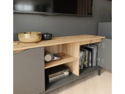 Móvel De Tv|Vicco Lowboard antracite/artesanal 150x38x60 marelle Preto