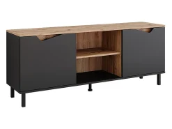 Móvel De Tv|Vicco Lowboard antracite/artesanal 150x38x60 marelle Preto